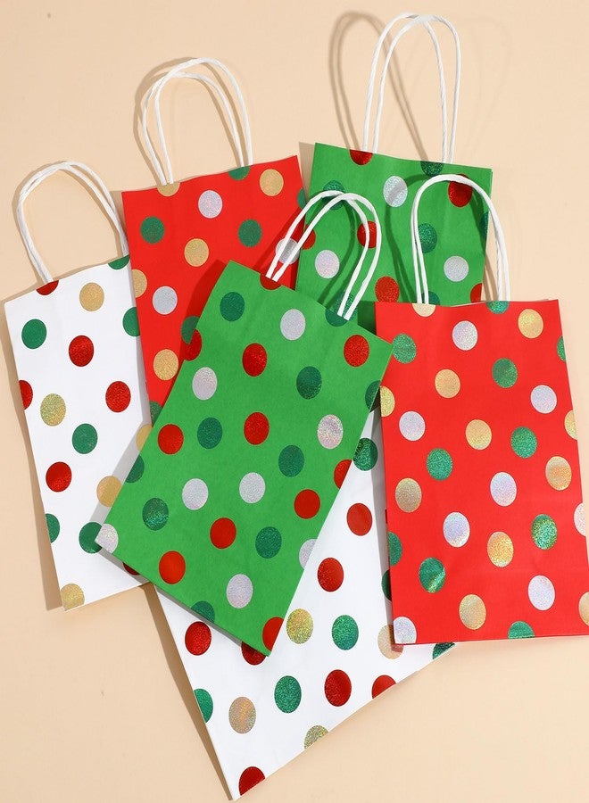 Eaasty 24 Pcs Christmas Gift Bags Bulk with Handles, Glitter 6x8x3'' Xmas Kraft Paper Goody Bags for Christmas Party Favors Birthday Friends Holidays Packing Wrapping Treat, 3 Style - Image 4